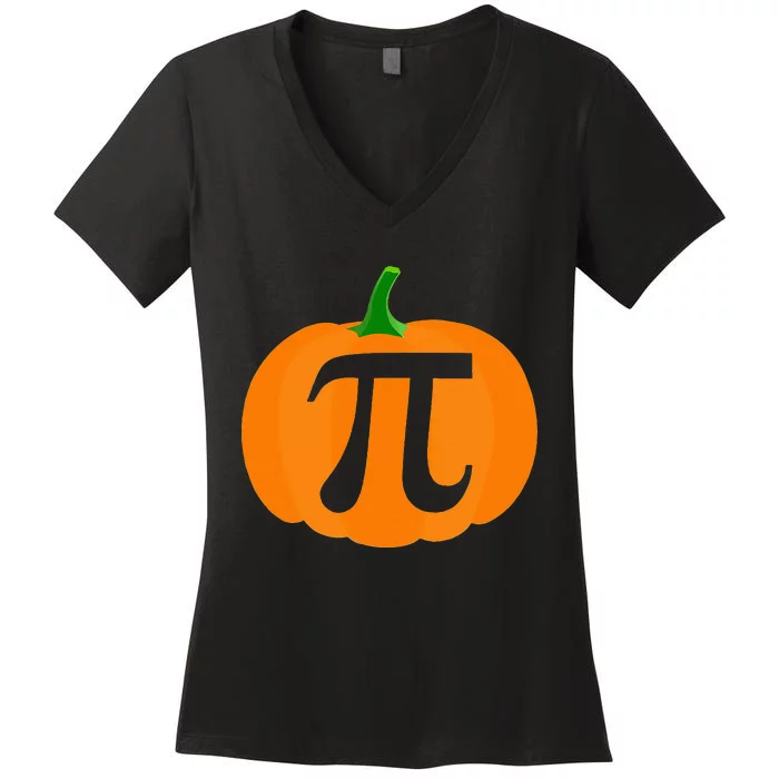 Pumpkin Pi Funny Halloween & Thanksgiving Pumpkin Pie Women's V-Neck T-Shirt