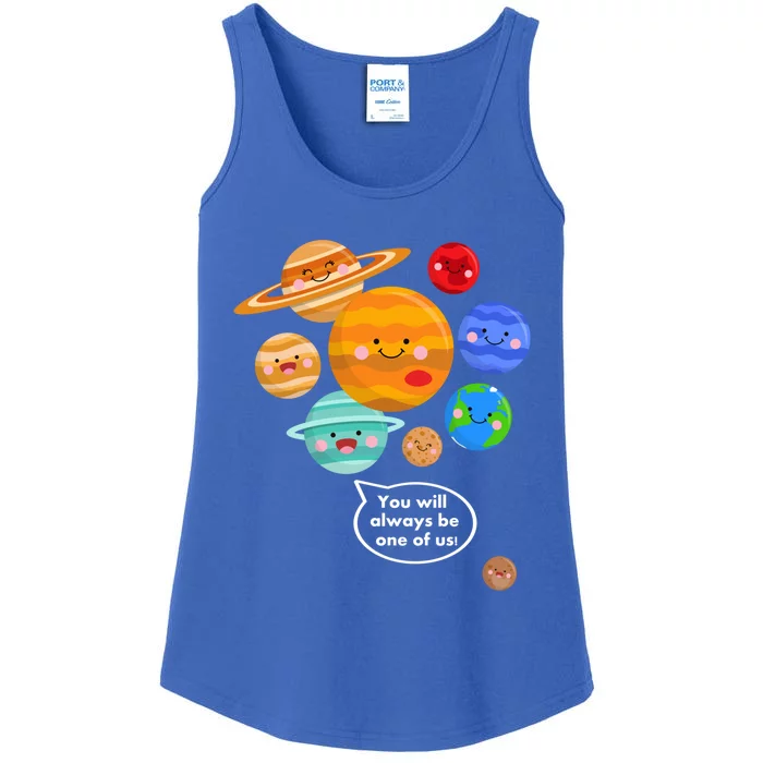 Pluto Planegift Funny Cartoon Planets Never Forget Pluto Gift Ladies Essential Tank