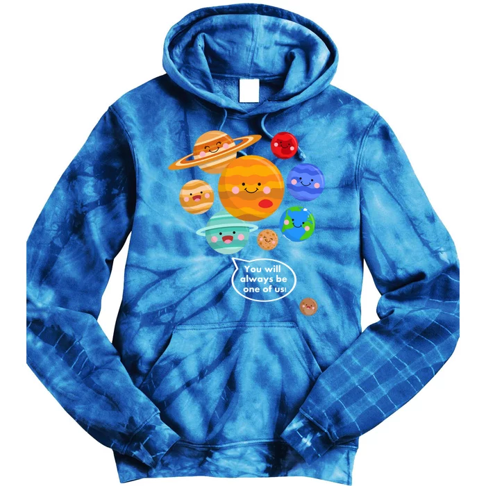 Pluto Planegift Funny Cartoon Planets Never Forget Pluto Gift Tie Dye Hoodie