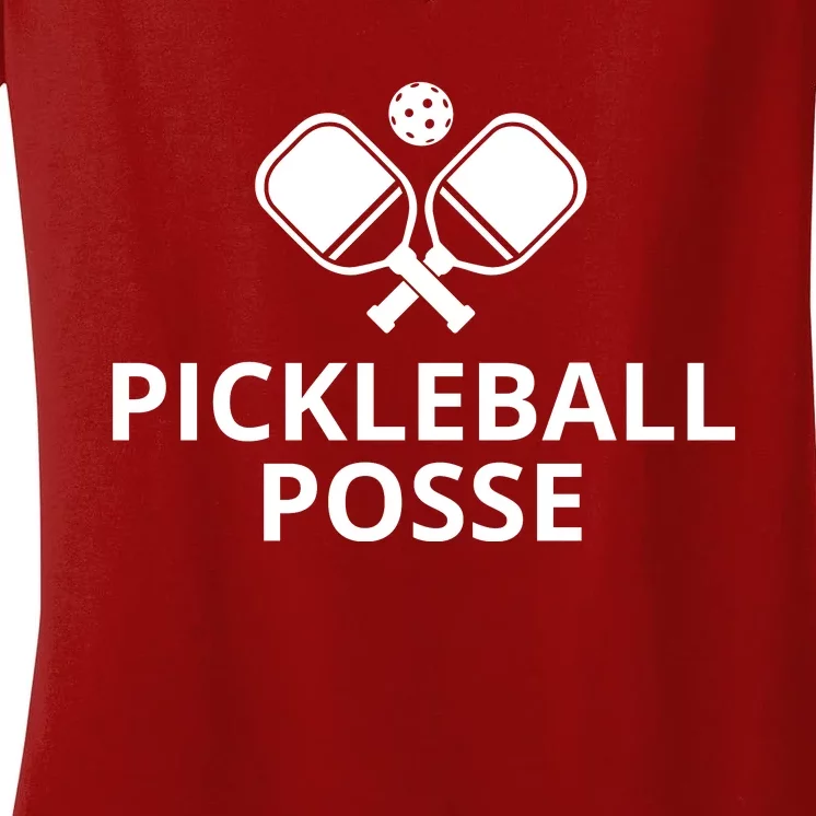 Pickleball Posse Funny Pickleball Quote Pickleball Lovers Women's V-Neck T-Shirt