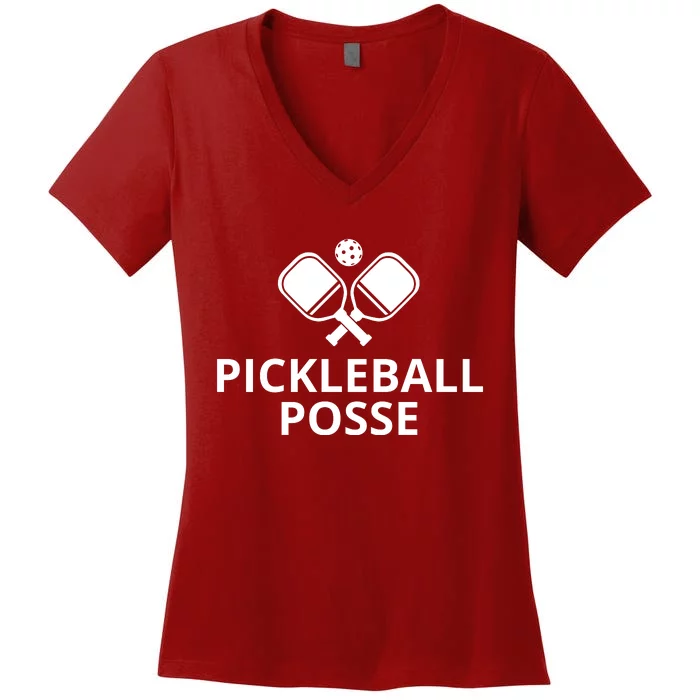 Pickleball Posse Funny Pickleball Quote Pickleball Lovers Women's V-Neck T-Shirt