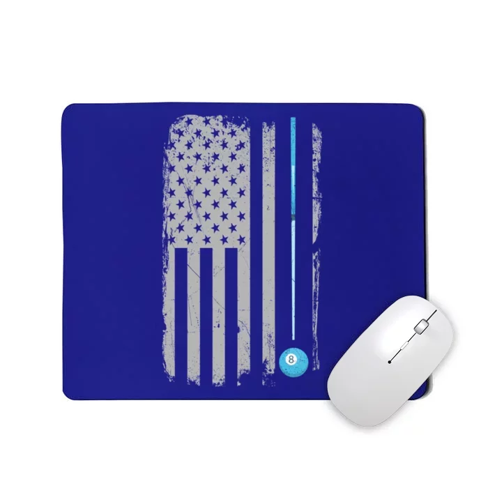 Pool Player Funny Gift Billiards 8 Ball Vintage American Flag Mousepad