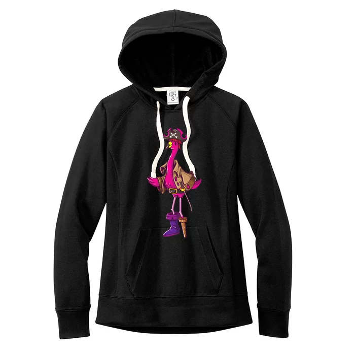 Pirate Pink Flamingo Halloween Party Jolly Roger Women's Fleece Hoodie