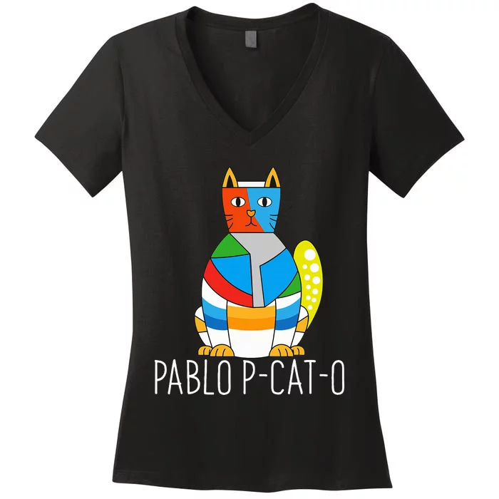 Pablo Pcato Famous Artist Picatsso Art Teacher Women's V-Neck T-Shirt