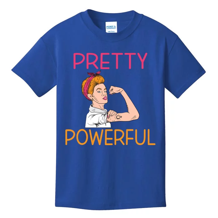 Pretty Powerful Feminism Strong Feminist Gift Kids T-Shirt