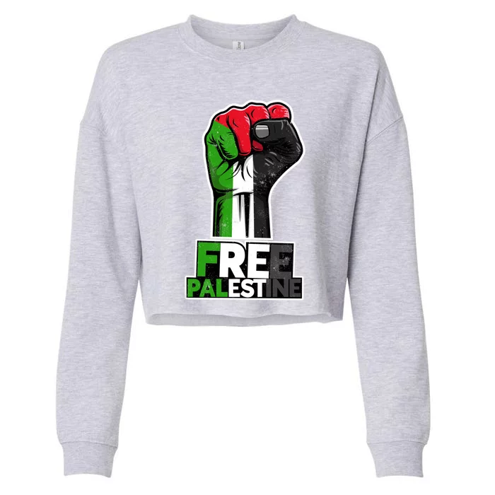 Palestine Palestine Flag Palestinian Fist Free Palestine Great Gift Cropped Pullover Crew