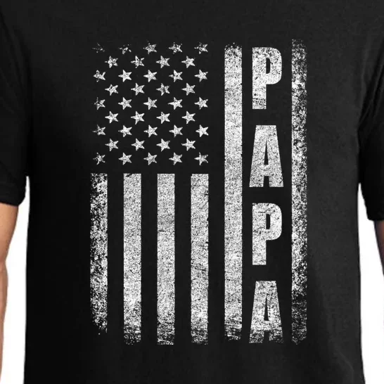 Proud Papa Funny Fathers Day 2024 Gifts Dad America Usa Flag Pajama Set