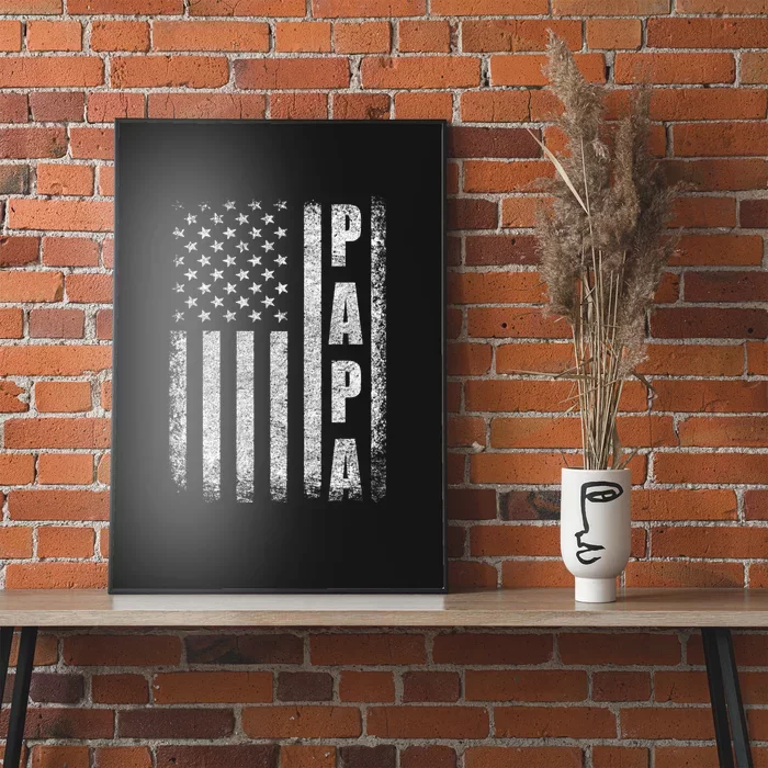 Proud Papa Funny Fathers Day 2024 Gifts Dad America Usa Flag Poster