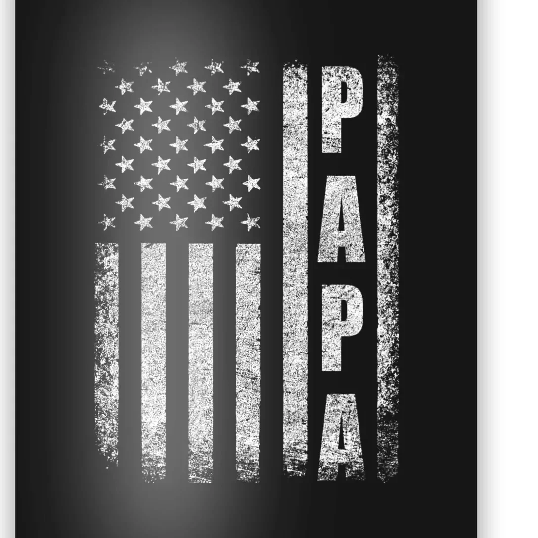 Proud Papa Funny Fathers Day 2024 Gifts Dad America Usa Flag Poster