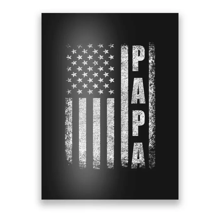 Proud Papa Funny Fathers Day 2024 Gifts Dad America Usa Flag Poster