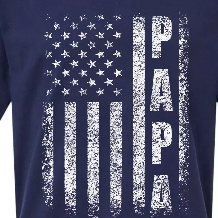 Proud Papa Funny Fathers Day 2024 Gifts Dad America USA flag Sueded Cloud Jersey T-Shirt