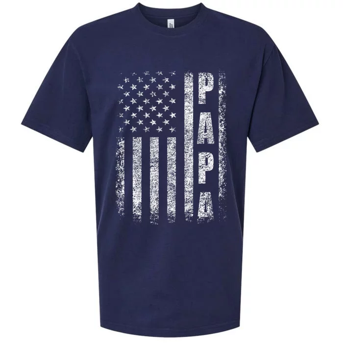 Proud Papa Funny Fathers Day 2024 Gifts Dad America USA flag Sueded Cloud Jersey T-Shirt