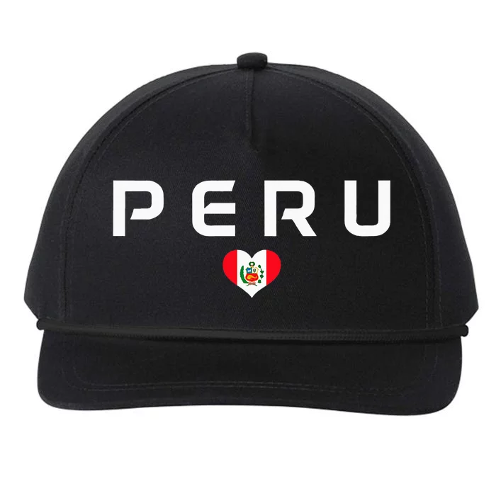 Peru Peruvian Flag Heart Pride Vintage Snapback Five-Panel Rope Hat