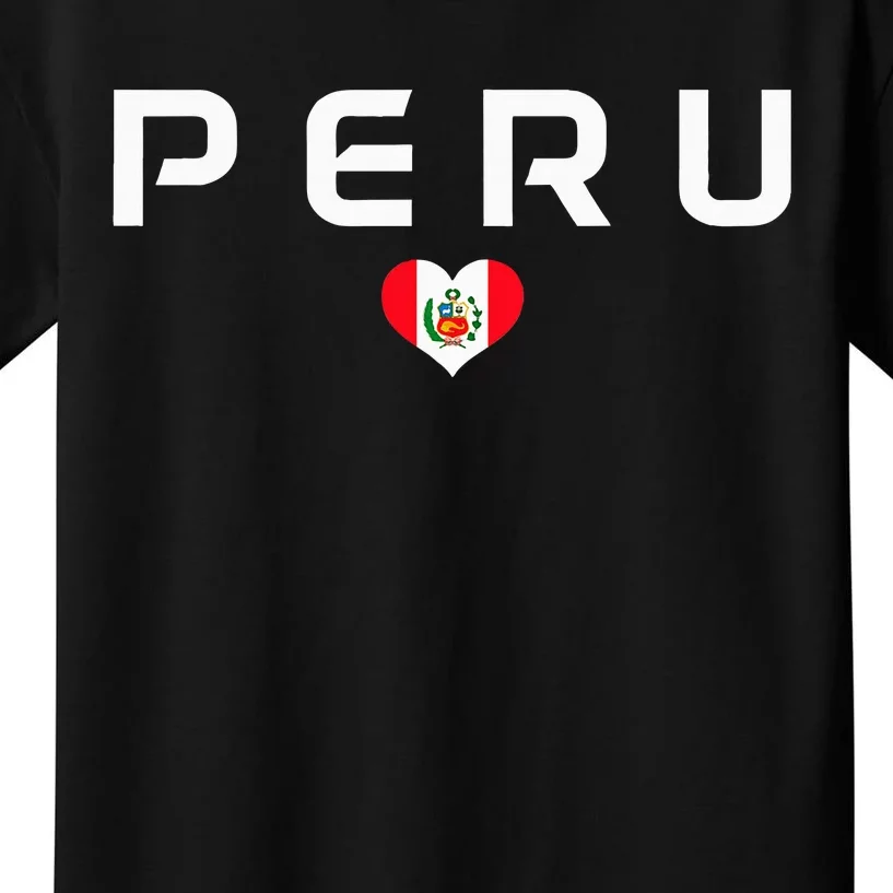 Peru Peruvian Flag Heart Pride Vintage Kids T-Shirt