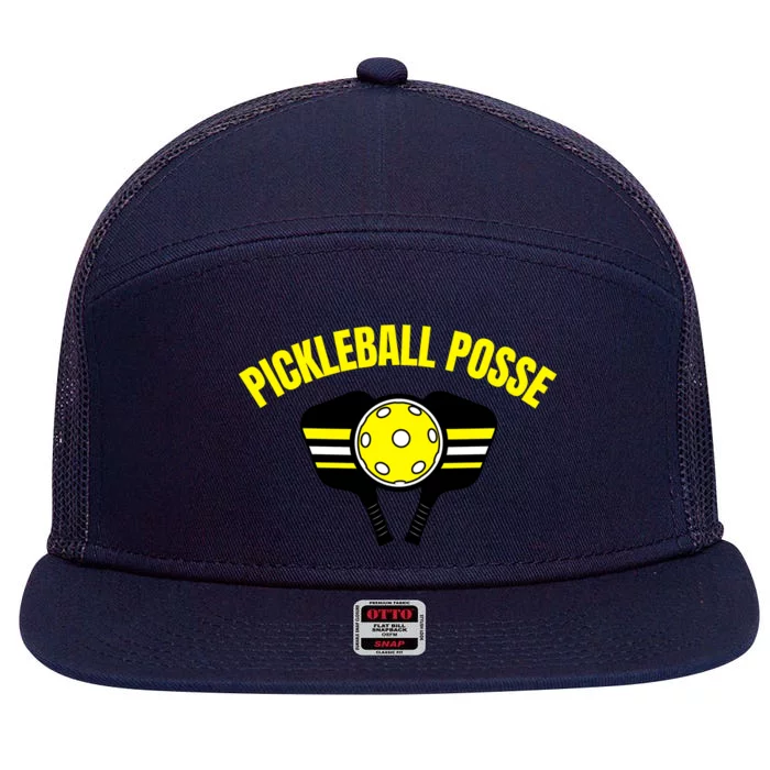 Pickleball Posse Funny Pickleball Quote Pickleball Lovers 7 Panel Mesh Trucker Snapback Hat