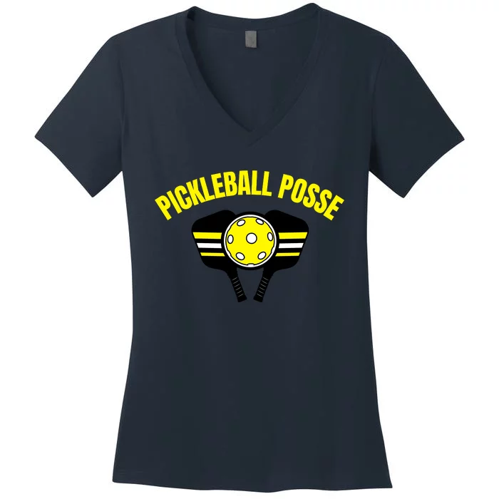 Pickleball Posse Funny Pickleball Quote Pickleball Lovers Women's V-Neck T-Shirt