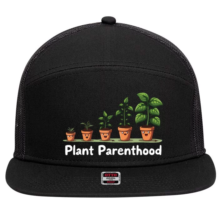 Plant Parenthood For Plant Moms & Dads Funny Cute 7 Panel Mesh Trucker Snapback Hat