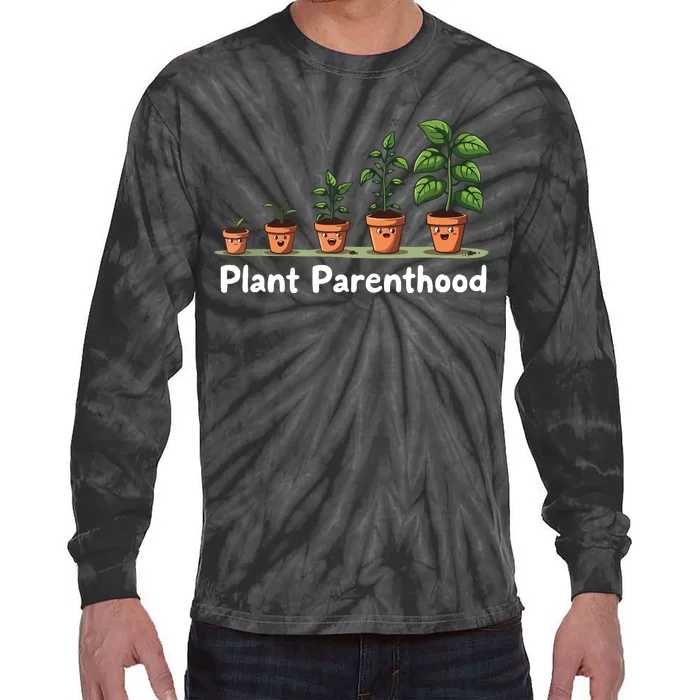 Plant Parenthood For Plant Moms & Dads Funny Cute Tie-Dye Long Sleeve Shirt