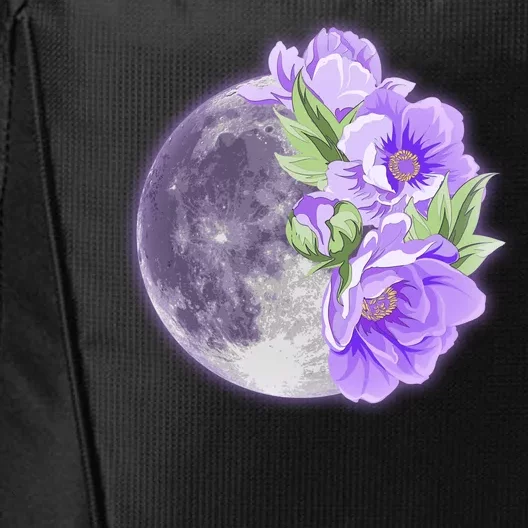 Purple Peonies Flowers Full Moon City Backpack