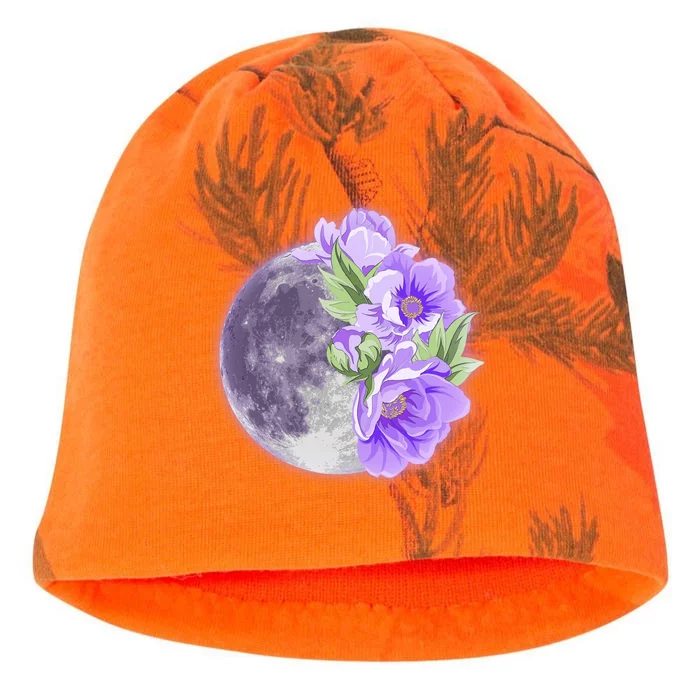 Purple Peonies Flowers Full Moon Kati - Camo Knit Beanie