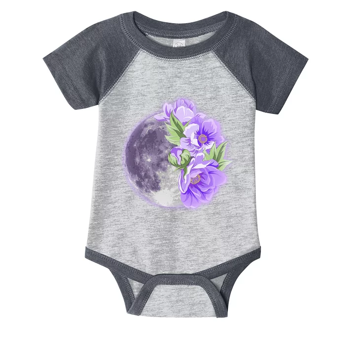 Purple Peonies Flowers Full Moon Infant Baby Jersey Bodysuit