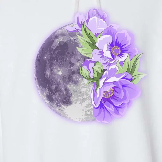 Purple Peonies Flowers Full Moon Garment-Dyed Fleece Hoodie