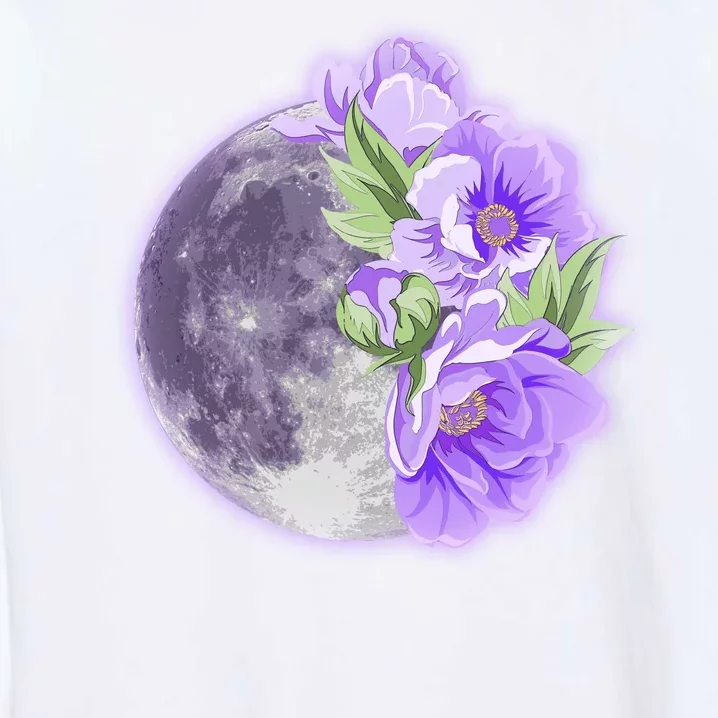 Purple Peonies Flowers Full Moon Garment-Dyed Sweatshirt