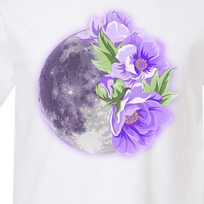 Purple Peonies Flowers Full Moon Garment-Dyed Heavyweight T-Shirt