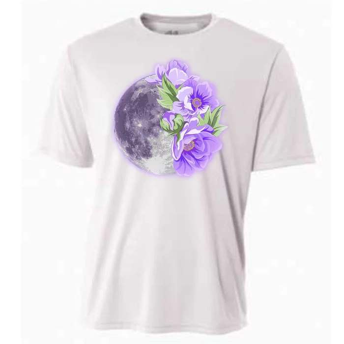 Purple Peonies Flowers Full Moon Cooling Performance Crew T-Shirt