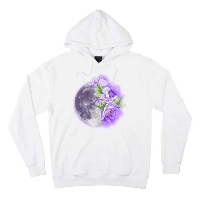 Purple Peonies Flowers Full Moon Hoodie