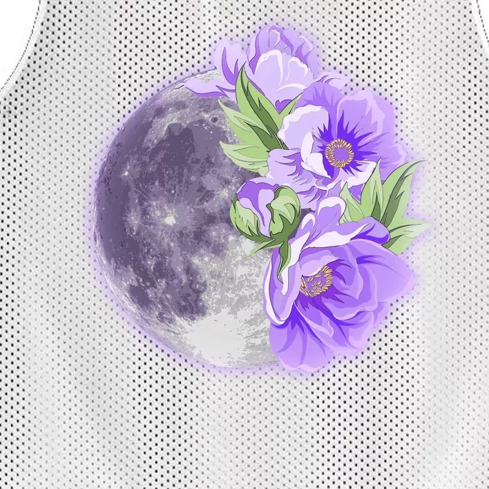 Purple Peonies Flowers Full Moon Mesh Reversible Basketball Jersey Tank