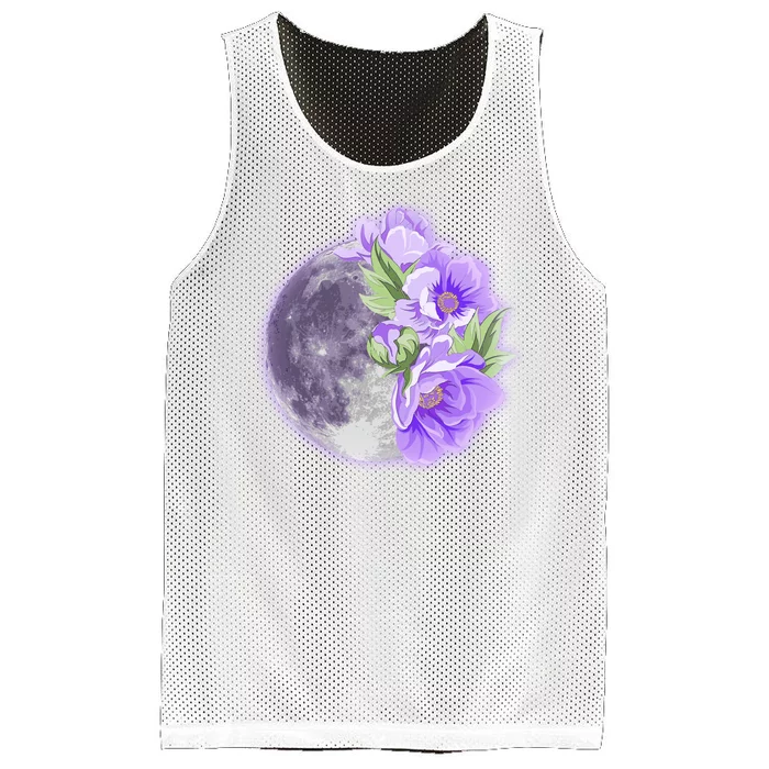 Purple Peonies Flowers Full Moon Mesh Reversible Basketball Jersey Tank