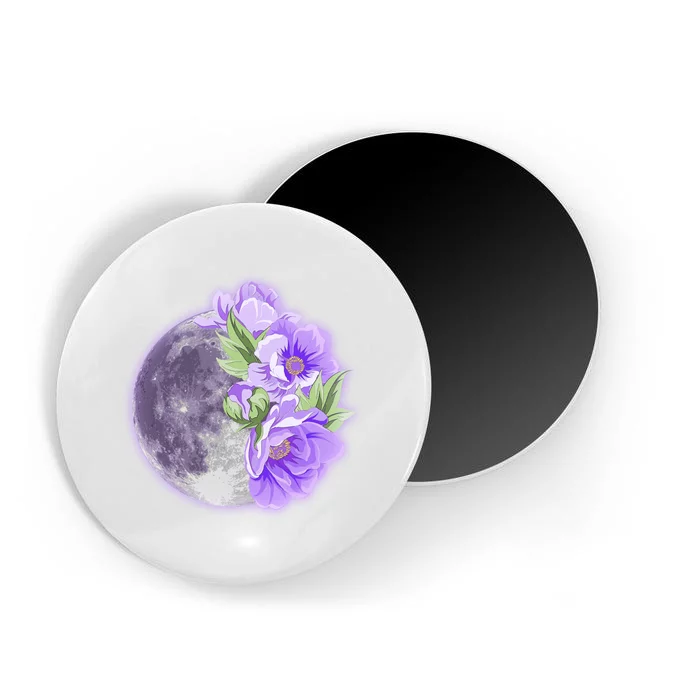 Purple Peonies Flowers Full Moon Magnet