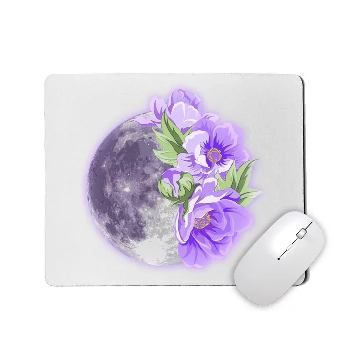 Purple Peonies Flowers Full Moon Mousepad