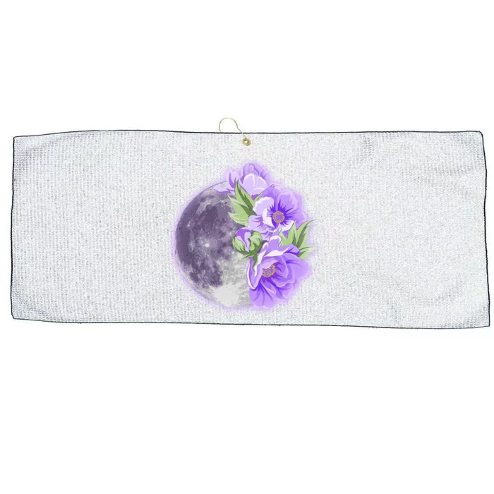 Purple Peonies Flowers Full Moon Large Microfiber Waffle Golf Towel