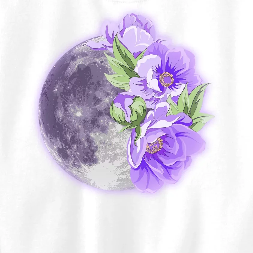 Purple Peonies Flowers Full Moon Kids Sweatshirt