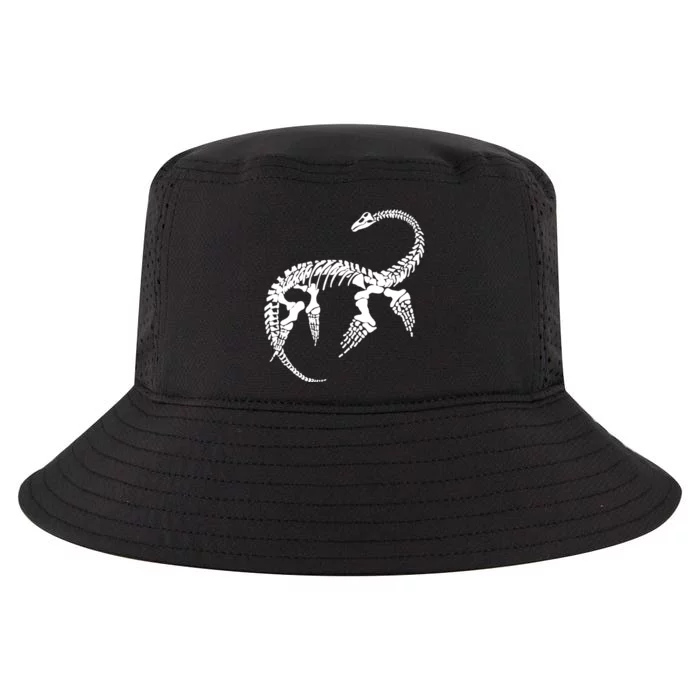 Plesiosaurus Prehistoric Fossil Skeleton (White Logo Design) Cool Comfort Performance Bucket Hat