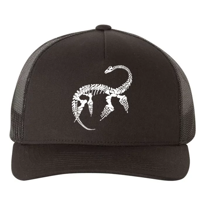 Plesiosaurus Prehistoric Fossil Skeleton (White Logo Design) Yupoong Adult 5-Panel Trucker Hat