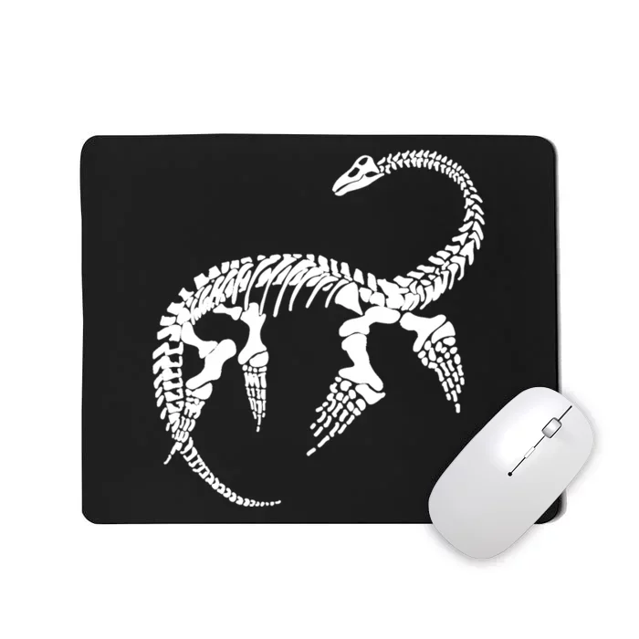 Plesiosaurus Prehistoric Fossil Skeleton (White Logo Design) Mousepad