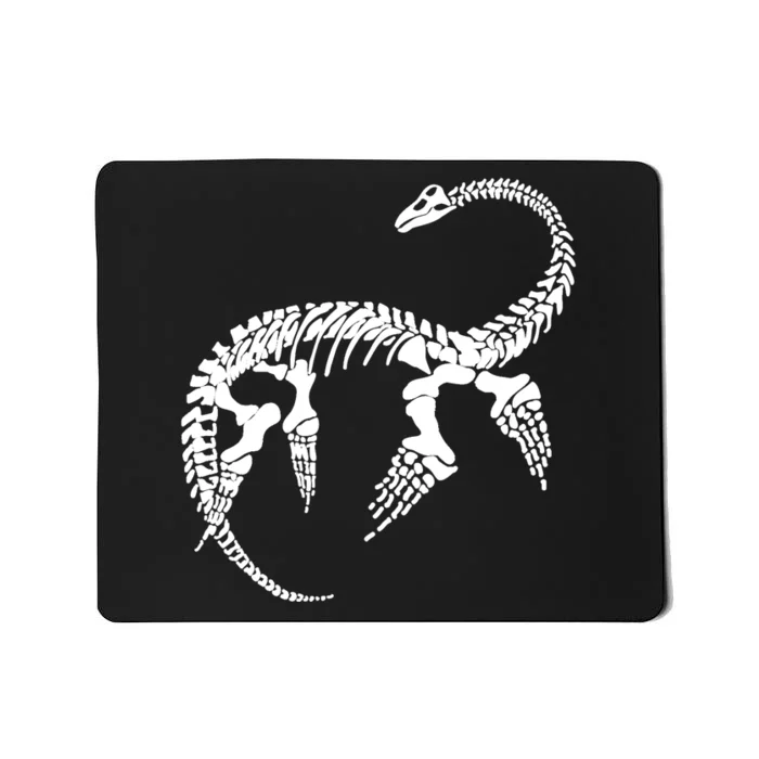 Plesiosaurus Prehistoric Fossil Skeleton (White Logo Design) Mousepad