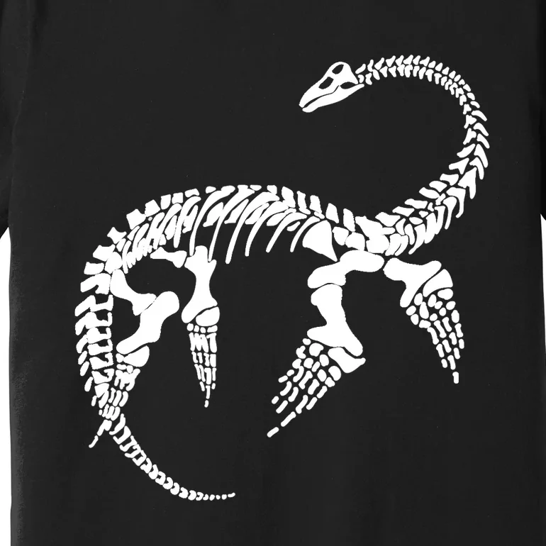 Plesiosaurus Prehistoric Fossil Skeleton (White Logo Design) Premium T-Shirt