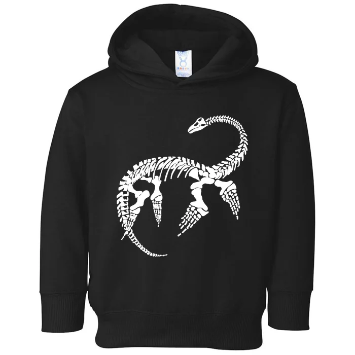 Plesiosaurus Prehistoric Fossil Skeleton (White Logo Design) Toddler Hoodie