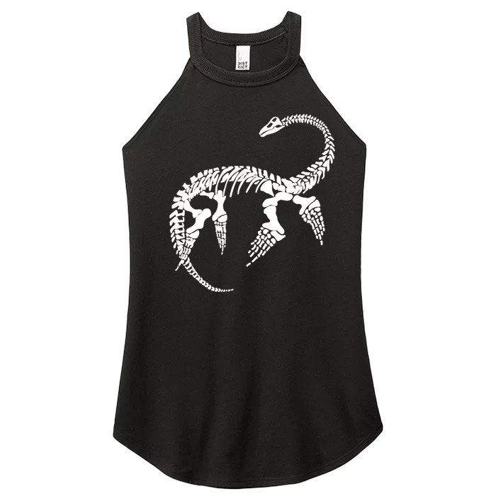 Plesiosaurus Prehistoric Fossil Skeleton (White Logo Design) Women’s Perfect Tri Rocker Tank