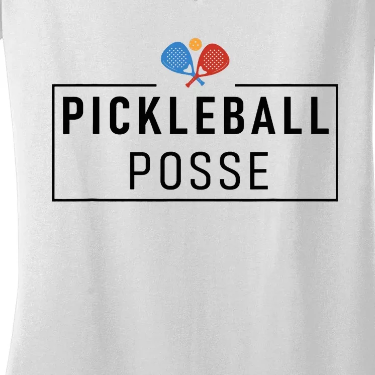 Pickleball Posse Funny Pickleball Quote For Pickeball Lovers Women's V-Neck T-Shirt