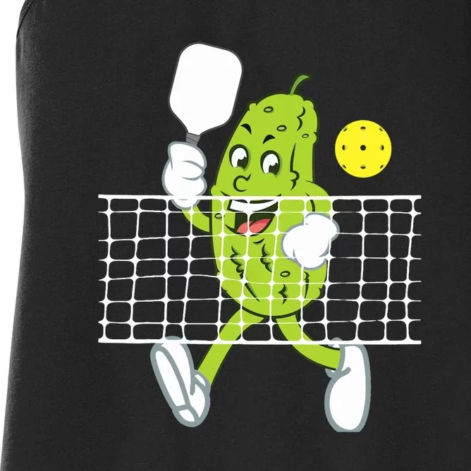 Pickleball Paddleball Funny Pickle Playing Pickleball Women's Racerback Tank