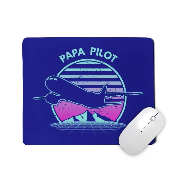 Papa Pilot Fathers Day Retro Pilot Aviation Gift Mousepad