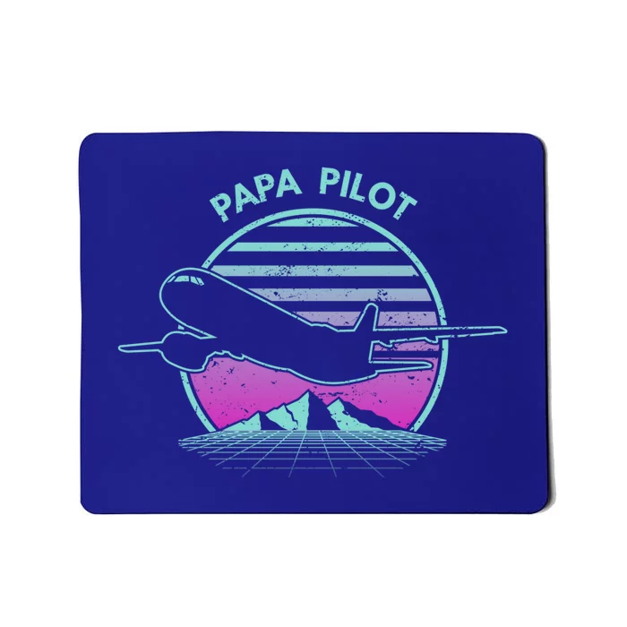 Papa Pilot Fathers Day Retro Pilot Aviation Gift Mousepad