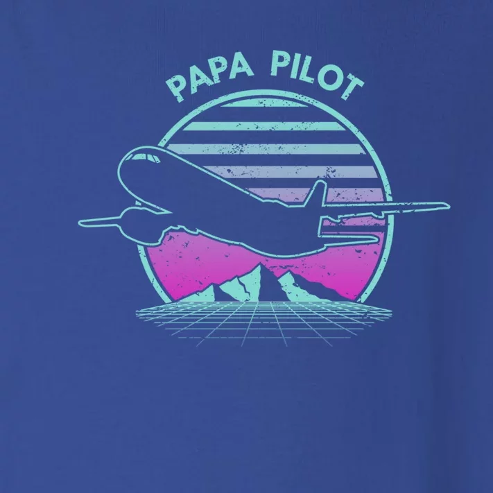 Papa Pilot Fathers Day Retro Pilot Aviation Gift Toddler Long Sleeve Shirt