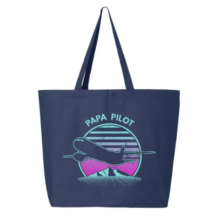 Papa Pilot Fathers Day Retro Pilot Aviation Gift 25L Jumbo Tote