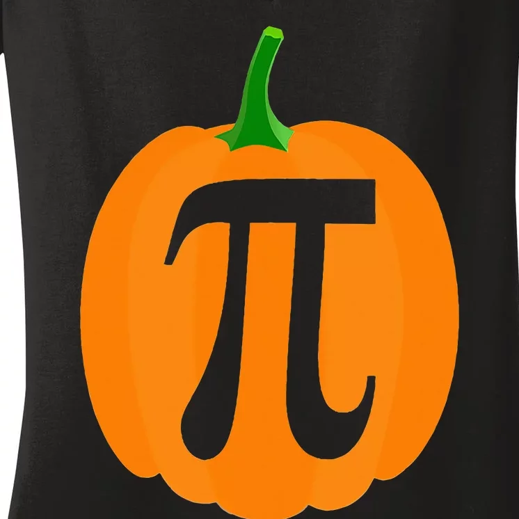 Pumpkin Pi Funny Halloween & Thanksgiving Pumpkin Pie Women's V-Neck T-Shirt